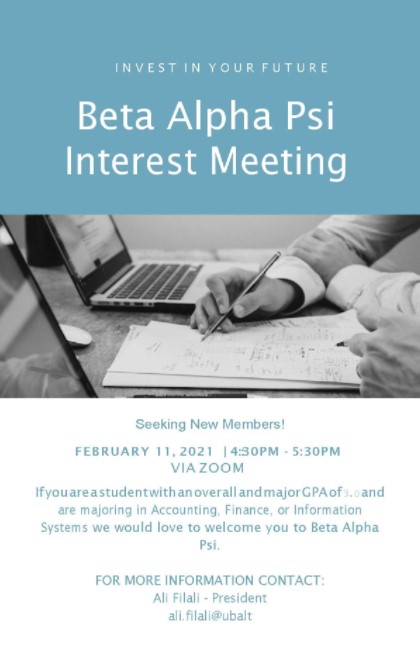 Accounting, Finance, and IT Majors: Beta Alpha Psi Interest Meeting